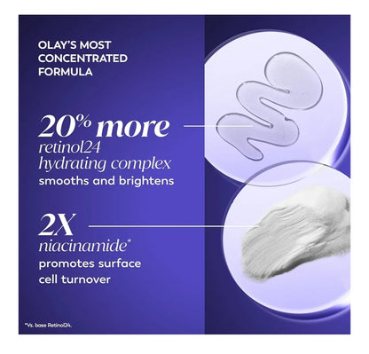 Olay Retinol Gesigbevogtiger, 24 MAX Anti-Veroudering Nagroom Sonder Geur, Hydrerende Velsorg - Peptiede, Gliserien (1.7 Oz)