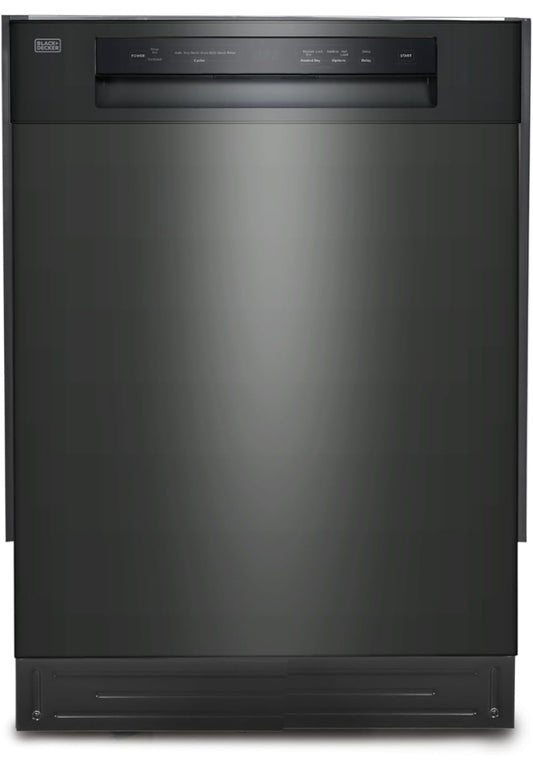BLACK+DECKER 24" Ingeboude Skottelgoedwasser, 12-Plekkie Plaatkapasiteit met Vlekvrye Staalbad, Skottelgoedwasser met 5 Wasprogramme en Slim Wasiklus, ENERGY STAR-gesertifiseer, BDW100MB, Swart