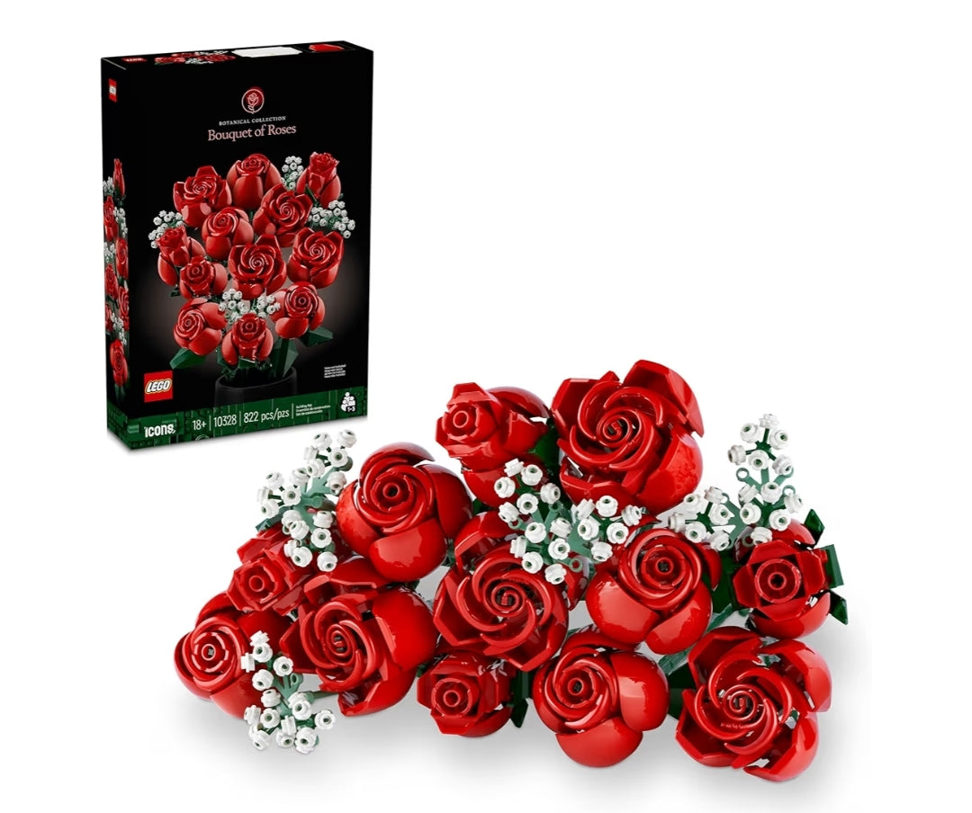 LEGO Botanicals Ruiker Rose Kunsblomme – Valse Rooi Rose Boustel vir Volwassenes, Ouderdomme 18+ – Huisdekor vir Tafeluitstalling