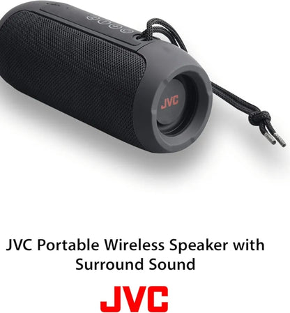 JVC Draagbare Draadlose Luidspreker met Omringklank, TWS-Stereo Funksie, Bluetooth 5.0, Waterdig IPX5, tot 18-Uur Batterylewe - SPSX3BT, Swart