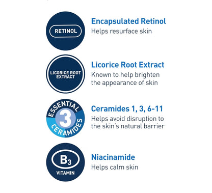 CeraVe Resurfacing Retinol Serum Geformuleer met Lakriswortelekstrak & Niasienamied, Nie-Komedogenies