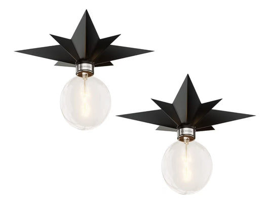 STAR LIGHT Kombinasie van aantreklike vroeër-dae-styl met moderne industriële sjarme, plafonlig wat gelyk lê met die plafon - UNIEKE STER (2PK)