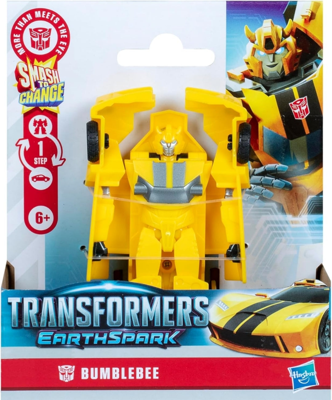 Transformers EarthSpark 1-Step Smash Changers Bumblebee 4-Inch Action Figure, Robot Toys for Boys and Girls 6 and Up