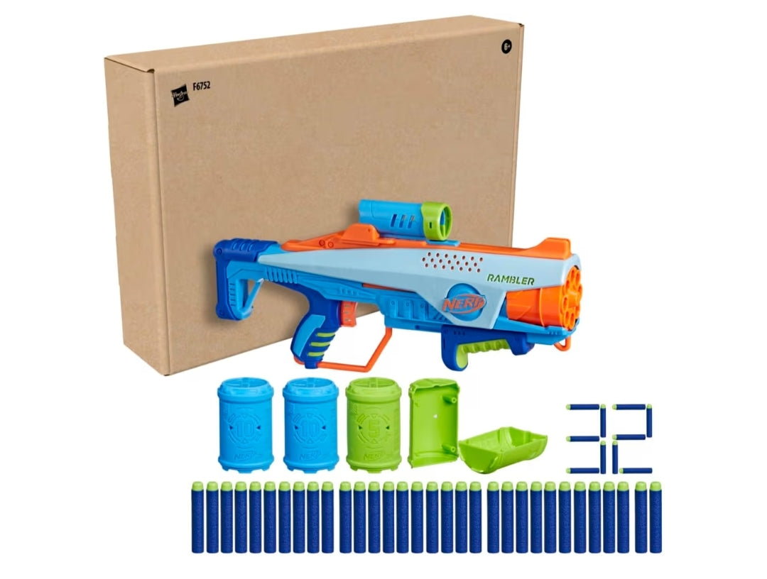 Nerf Blasters Elite Junior Rookie Pack Toy Foam Blaster, 32 Elite Darts, 4 Targets - Kids Outdoor Games