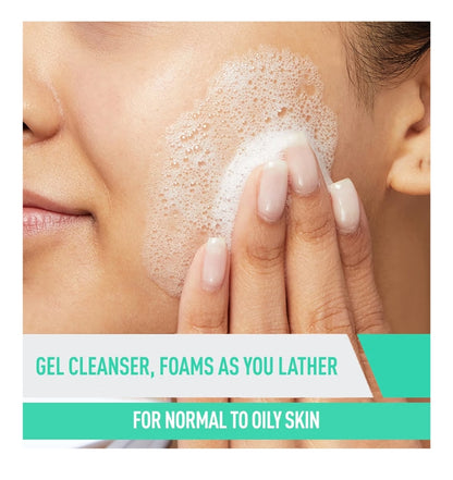 CeraVe Skuimende Gesigsreiniger, Daaglikse Gesigwas vir Olierige Vel, Hialuronzuur + Seramiede + Niasienamied, Geurvry en Parabenvry (16 oz)