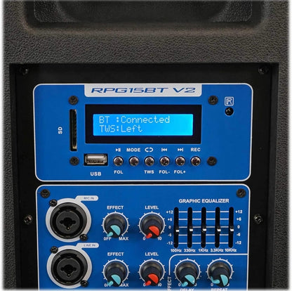 Rockville RPG15BT V2 15 duim Aangedrewe 1000W DJ PA Luidspreker BlueTooth/Draadloos/Afstandbeheer