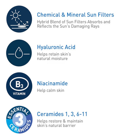 CeraVe Hydrating Sheer Sonbrandroom SPF 30 met sinkoksied, hialuroonsuur en seramiede, parabeenvry + geurvry (85 g)