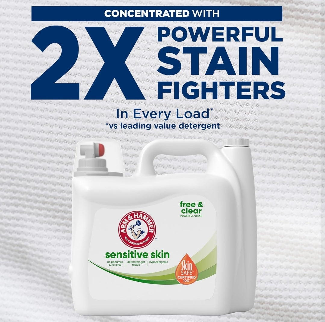 ARM & HAMMER Sensitive Skin Free Clear, 170 Loads Liquid Laundry Detergent (170 Fl oz)