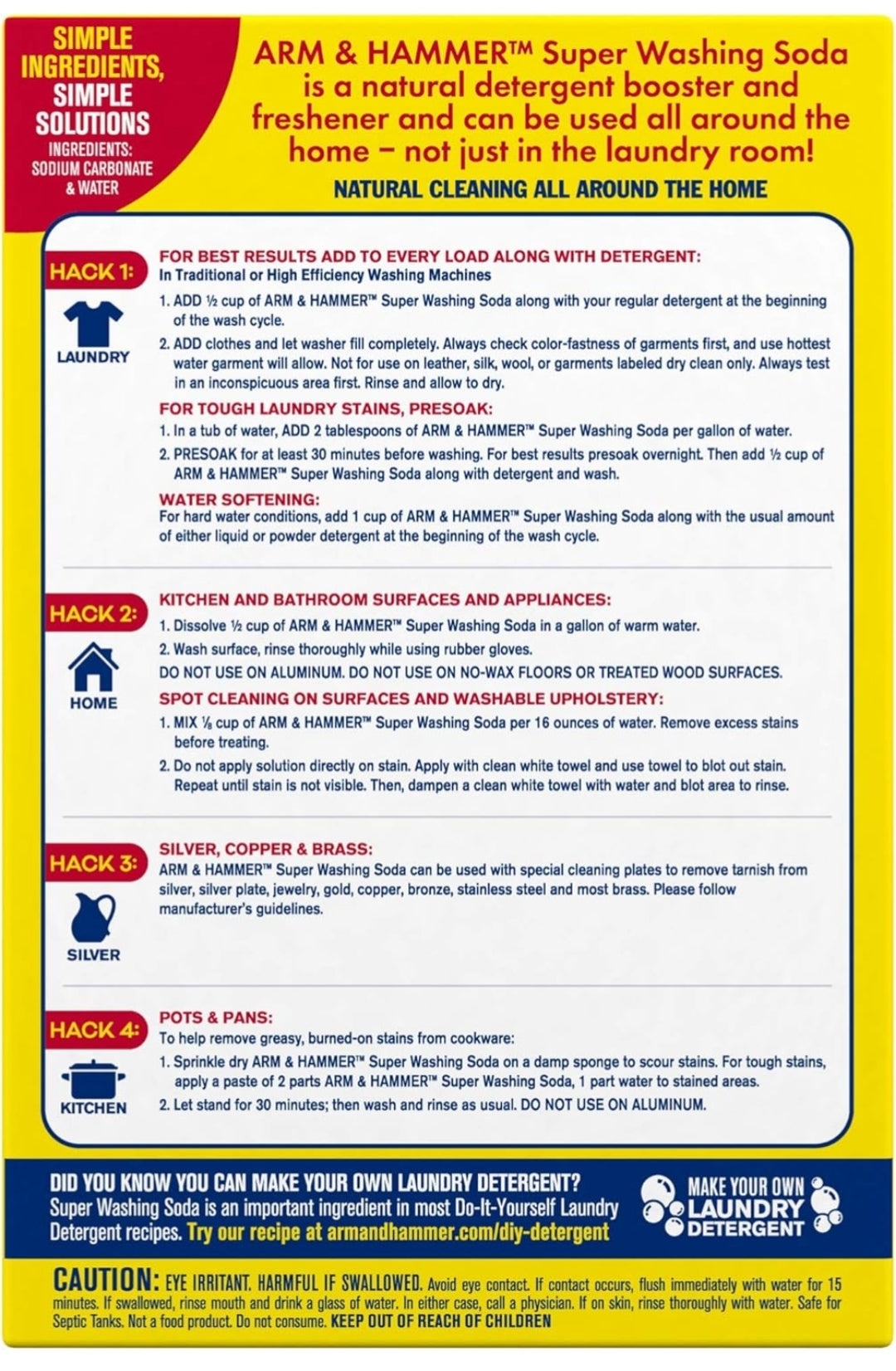 ARM & HAMMER Super Washing Soda Household Cleaner and Laundry Booster (55oz/ Box)