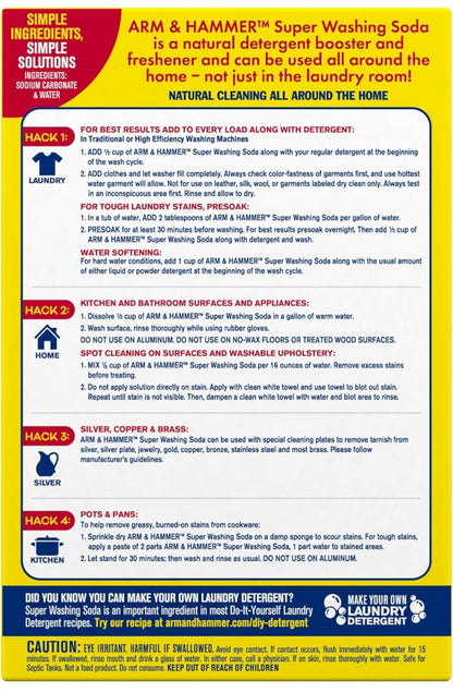 ARM & HAMMER Super Washing Soda Household Cleaner and Laundry Booster (55oz/ Box)