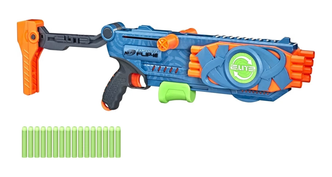 Nerf Elite 2.0 Flipshots Blaster w/ 16 Elite Dart Barrels That Flip to Double Your Firepower