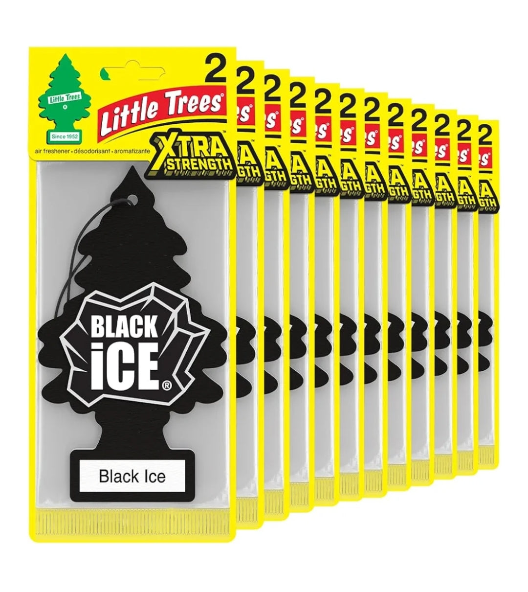 LITTLE TREES Kar Lugverfrisser Xtra Sterkte Langdurige Geur Ekstra Hupstoot - Black Ice (24)