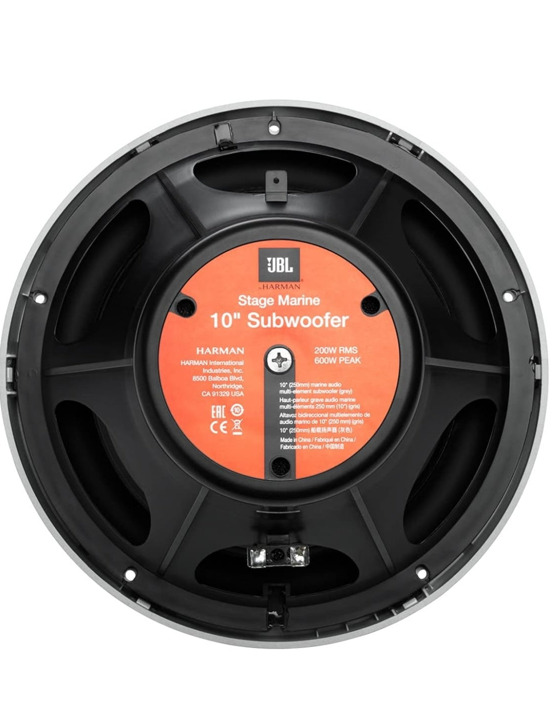 JBL 10 inches Marine Audio Multi-Element subwoofer 200W – (Gray)