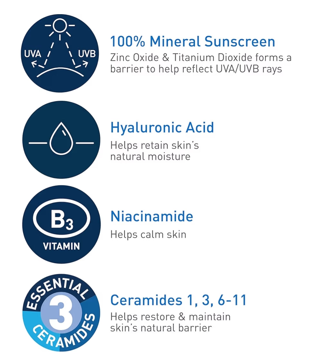 CeraVe 100% Mineral Sunscreen SPF 30 w/ Zinc Oxide & Titanium Dioxide, Hyaluronic Acid + Niacinamide + Ceramides Travel Size (2.5 oz)