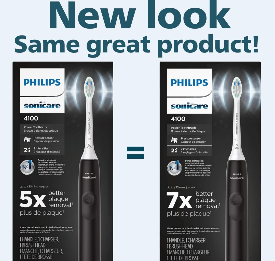 Philips Sonicare 4100 Herlaaibare Elektriese Tandeborsel, met Druksensor, 2 Intensiteitinstellings - Swart Model HX3681/24