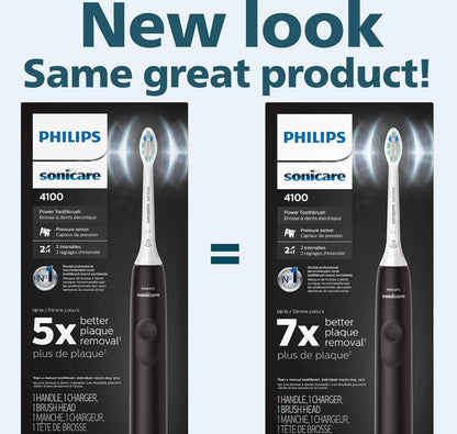 Philips Sonicare 4100 Herlaaibare Elektriese Tandeborsel, met Druksensor, 2 Intensiteitinstellings - Swart Model HX3681/24
