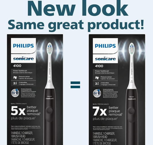 Philips Sonicare 4100 Herlaaibare Elektriese Tandeborsel, met Druksensor, 2 Intensiteitinstellings - Swart Model HX3681/24