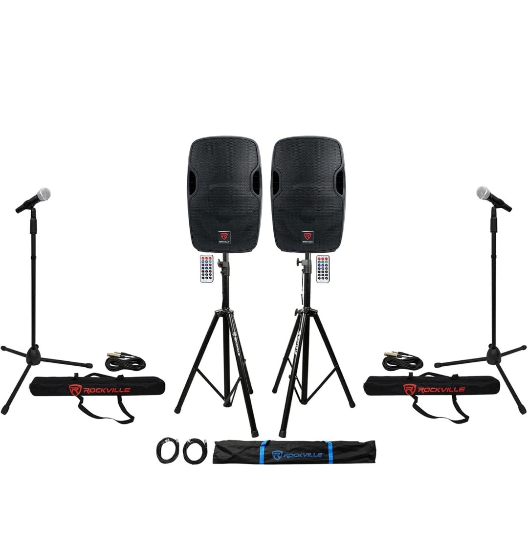 BUNDLE (2) Rockville BPA12 12" Pro Active 600w DJ PA Speaker with Bluetooth
