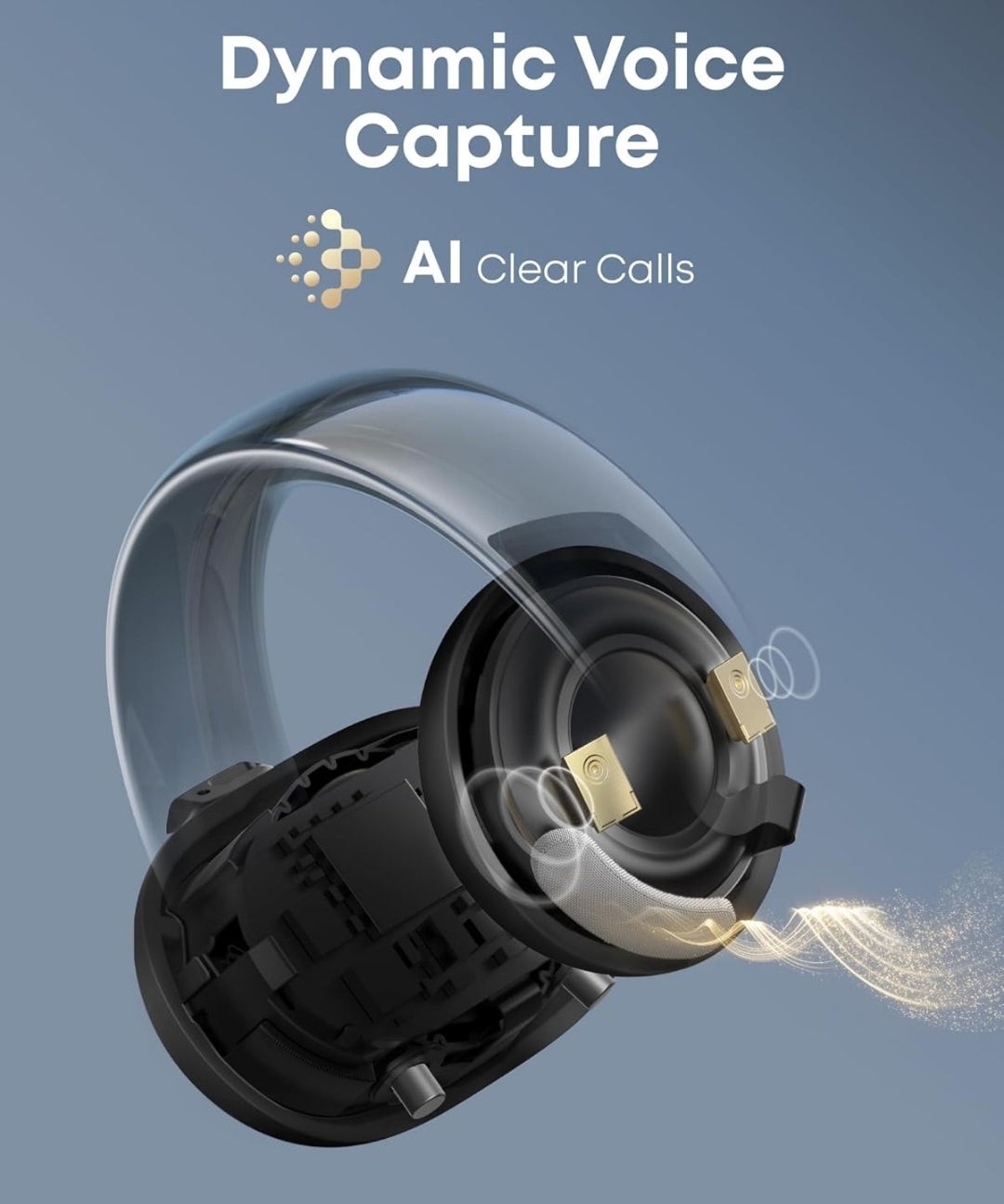 Soundcore AeroClip by Anker, Open-Ear Earbuds, Clip-On Headphones, Adaptive Comfort, Clear Calls with 4 Mics and AI, Stable Fit, 12mm Drivers for Powerful Bass, Hi-Res, Open-Ring Design