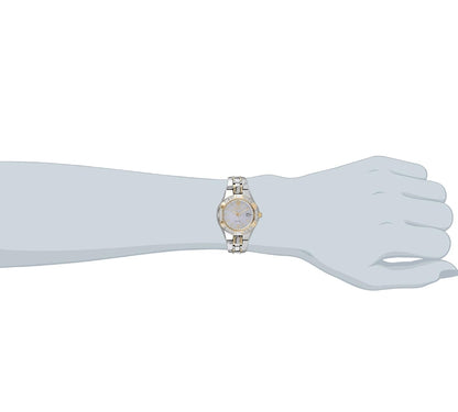 SEIKO Horlosie vir Vroue - Diamantversameling - met 18 Diamantaksente, Sonkrag, Pêrelmoer-Wysplaat, Tweekleurige Roosgoud Vlekvrye Staal Kas & Armband, en Waterbestand tot 50m