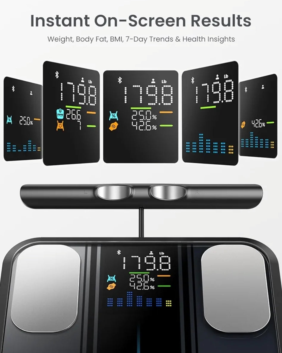 Smart Scale for Body Weight, 8-Electrode Digital Bathroom Scale w/ BMI Body Fat Muscle Mass, Body Composition Analyzer