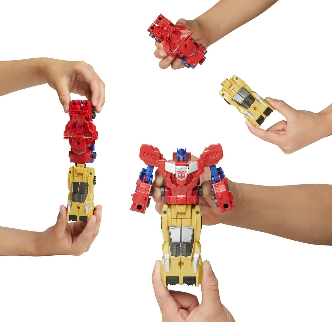 Transformers Crash & Combine Heroes, 3.75-Inch Converting Bumblebee and Optimus Prime Action Figures, Robot Toys for Kids 6 and Up (Amazon Exclusive)