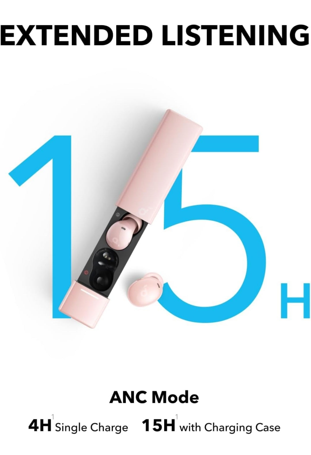 Soundcore A30i by Anker, Smart Noise Cancelling Earbuds, Lipstick-Shaped Stylish Design, Tiny, Lightweight Comfort, Clear Sound, IP54, 15H Playtime in ANC Mode, Wireless Earbuds, Bluetooth 5.4