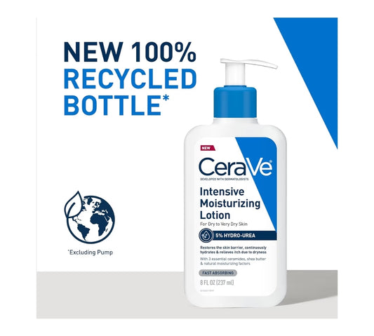 CeraVe Intensive Hidrerende Lotion, Hidro-Ureum + Karitébotter, Liggaamsroom Vir Droë Vel, Verlig Tekens Van Ekstra Droë Vel - 8oz
