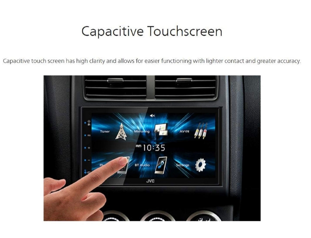 JVC KW-M150BT Bluetooth Motorradio-Ontvanger met USB-poort – 6.75" Raakskerm – AM/FM-radio – MP3-speler Dubbel DIN – 13-band EQ (Swart)
