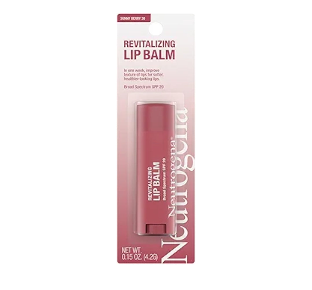 Neutrogena Revitalizing Tinted Lip Balm Broad Spectrum SPF 20 Moisturizing Lip Balm with a Sheer Tint for Softer Sheer Sunny Berry 30, (.15 oz)