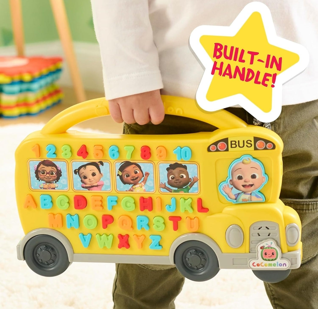 Just Play Cocomelon Learning Bus, Over 85 Learning Phrases, Counting, Alphabet, Music, Sounds, Yellow, Kids Toys for Ages 18 Month