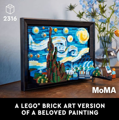 LEGO Ideas Vincent Van Gogh Die Sterrenag - Boustel vir Volwassenes, Ouderdom 18+ - Pragtig Gedetailleerde Muurkuns Dekor