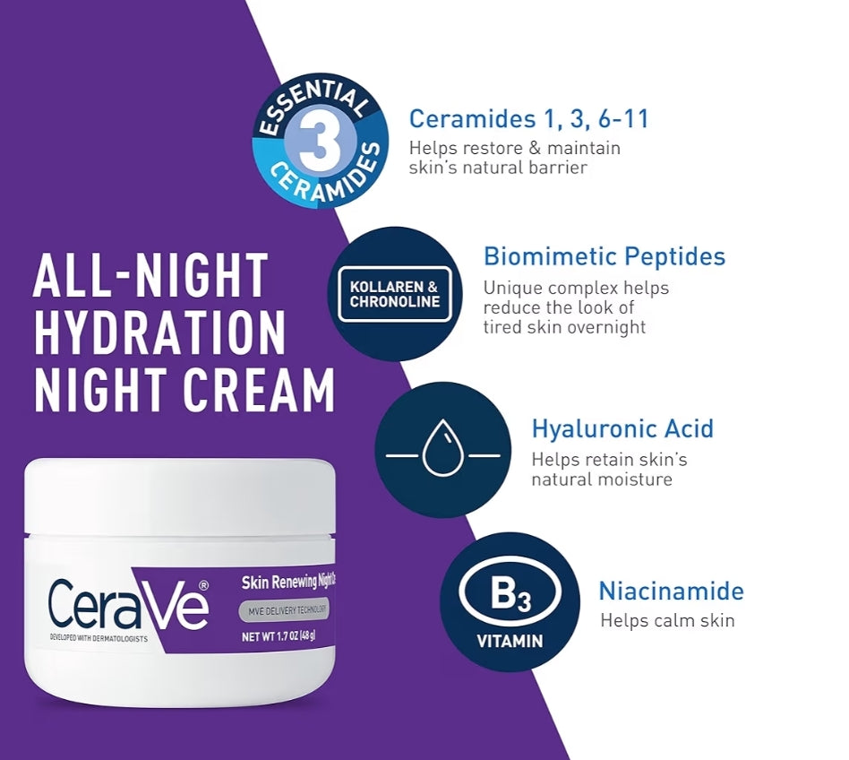 CeraVe Vitamien C Serum en Nagroom Velversorgingstel, Verhelderende Serum + Hialuronzuur, Reisbenodigdhede + 1.7oz Bevogtiger