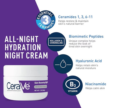 CeraVe Vitamien C Serum en Nagroom Velversorgingstel, Verhelderende Serum + Hialuronzuur, Reisbenodigdhede + 1.7oz Bevogtiger