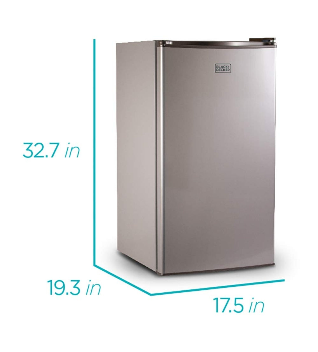BLACK+DECKER Mini-réfrigérateur compact de 3,2 pi cu, certifié ENERGY STAR, petit réfrigérateur à porte unique avec congélateur, réfrigérateur personnel pour la maison/chambre d'étudiant, réfrigérant R600a, aspect acier inoxydable VCM