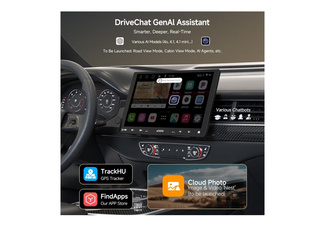 QLED 10" Dubbel-DIN & Enkel-DIN Aanpasbare Motorstereo Swewende Skerm Android 8 Kern 4GB+32GB, 4G LTE/Wi-Fi CarPlay & Android Auto, Dubbele Bluetooth, KI Klets, LD LRV