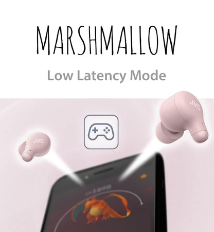 JVC Marshmallow Ware Draadlose Bluetooth 5.3 Oorfone – 28H Battery, Geheueskuim-oorstukke vir Heeldaggemak, IPX4 Waterbestand, Mik, Kompakte Houer, vir iPhone en Android