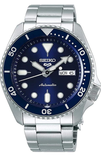 SEIKO Outomatiese Horlosie vir Mans - 5 Sports - Dag-/Datumkalender, LumiBrite Wysers en Merkers, en Roterende Ring, 100m Waterbestand
