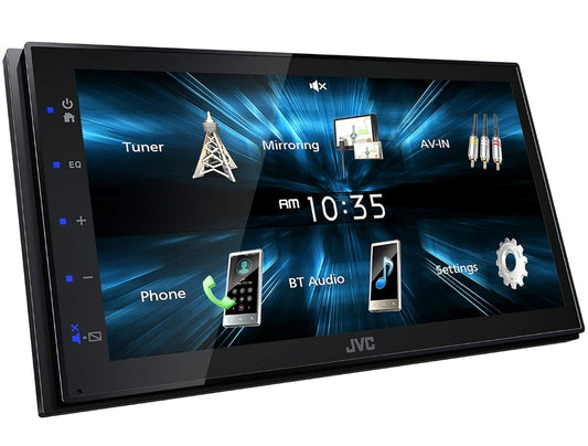 JVC KW-M150BT Bluetooth Motorradio-Ontvanger met USB-poort – 6.75" Raakskerm – AM/FM-radio – MP3-speler Dubbel DIN – 13-band EQ (Swart)