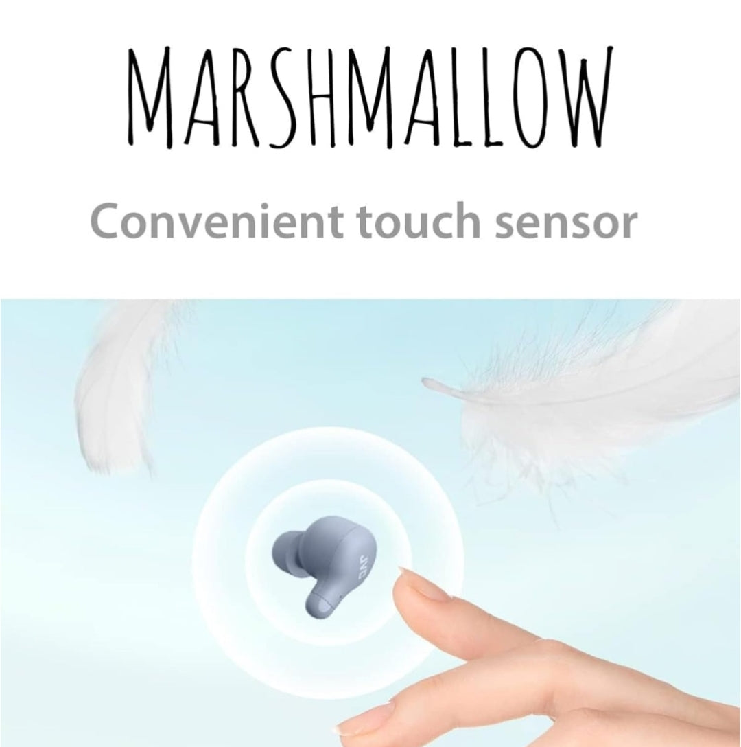JVC Marshmallow Ware Draadlose Bluetooth 5.3 Oorfone – 28H Battery, Geheueskuim-oorstukke vir Heeldaggemak, IPX4 Waterbestand, Mikrofoon, Kompakte Houer, vir iPhone en Android