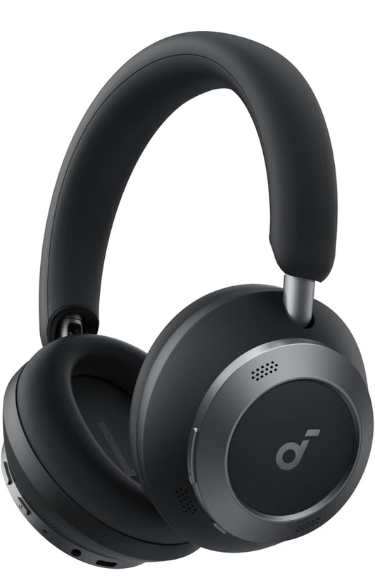 Soundcore Space One Pro, FlexiCurve Oor-Oorfoon, Aanpasbare Aktiewe Geraaskansellerende Koptelefoon Aangedryf deur 6 Mikrofoon, 60H Verlieslose Oudio, Ultravinnige Laai, Hi-Res Draadloos, Gemaklike Pasvorm