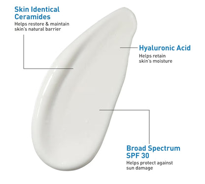 CeraVe Ultra-ligte Bevogtigende Lotio met SPF 30, Daaglikse Gesigbevogtiger geformuleer met Hialuronzuur & Seramiede - 1.7 oz