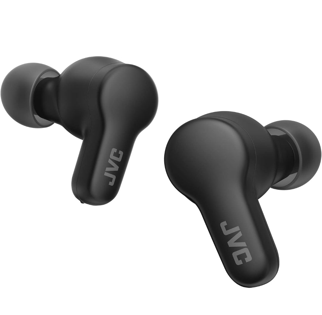 JVC Gumy True Wireless Earbuds, Bluetooth 5.3, Charging Case, 24-Hour Playback, IPX4 Water Resistant, Comfortable Secure Fit with XS/S/M/L Earpieces, Built-in Mic for Calls, iPhone/Android/PC - HAA7T2