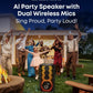 Soundcore Rave 3S AI Party Speaker with 2 Wireless Microphones, 200W Sound, AI Vocal Removal, Reverb, Light Show, 12H Playtime, Portable Bluetooth PA System for Home, Party, or Backyard