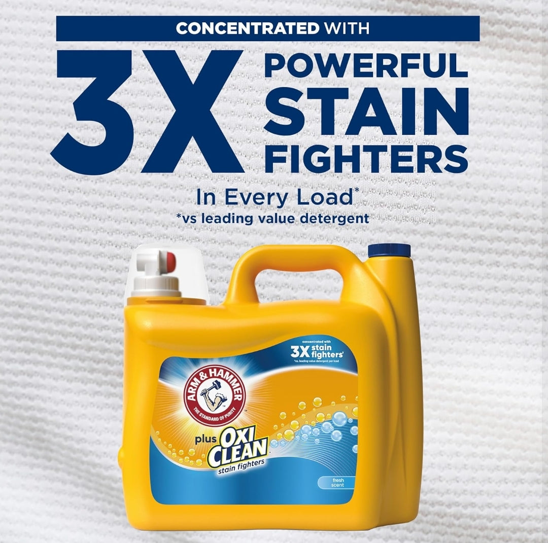 Arm & Hammer Plus OxiClean Fresh Scent, 128 Loads Liquid Laundry Detergent (166.5 Fl oz)