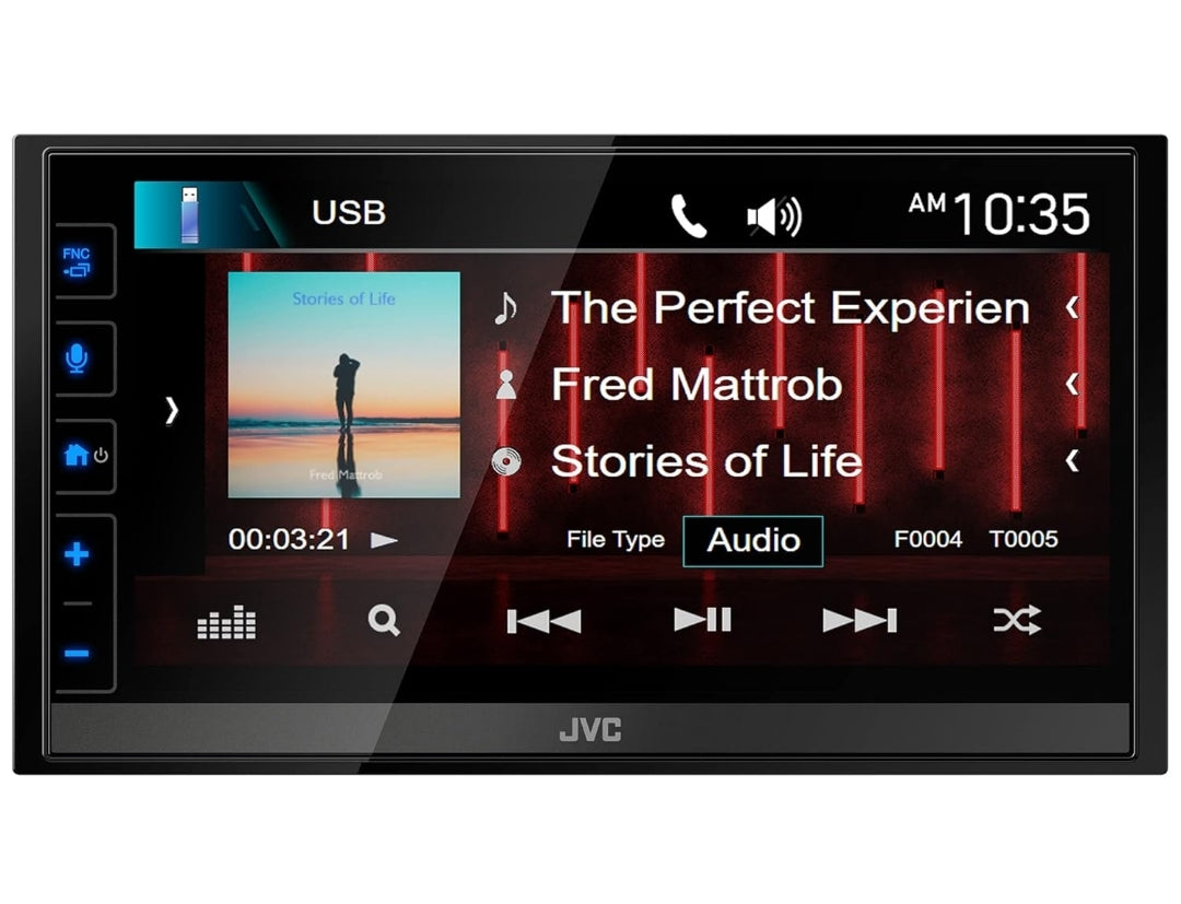 JVC KW-M780BT Apple CarPlay Android Auto Digitale Mediaspeler, Dubbel Din, 6.8 Duim LCD Raakskerm, AM/FM, Bluetooth, MP3-speler, USB-poort, iDatalink Maestro, SiriusXM, Klas D Amp, Motorradio