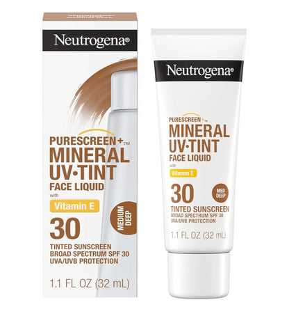 Neutrogena Purescreen+ Getinte Sonskerm vir Gesig SPF 30, Breëspektrum met Sinkoksied, Vitamien E, sonder Geurmiddels, Medium Donker – (32 ml)