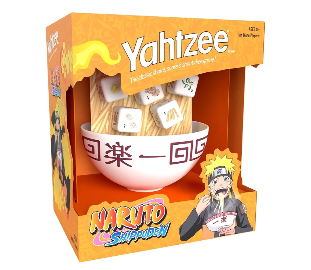 USAOPOLY YAHTZEE: Naruto Shippuden Collectible Ramen Bowl Dice Cup - Classic Family Dice Game Based on Anime Show - Great for Family Game Night