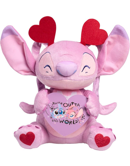 Just Play Disney Stitch Valentine Large 10-inch Plush Angel Stuffed Animal, Soft Material, Pink, Kids Toys for Ages 2 Up