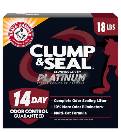 ARM & HAMMER Clump & Seal Platinum Clumping Cat Litter 14-Day Odor Control (18 Lbs)